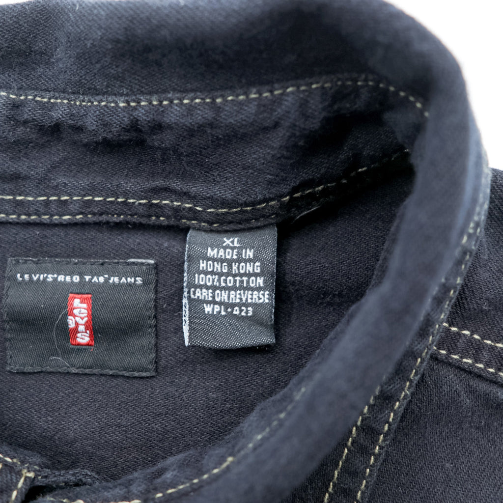 Levi's 90年代 RED TAB JEANS ワークシャツ XL ブラック ステッチ 胸ポケット 60560-0852
