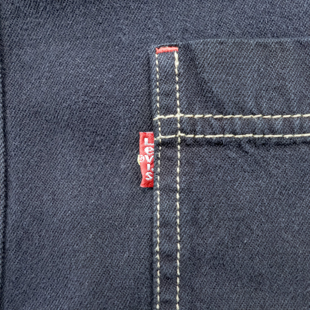 Levi's 90年代 RED TAB JEANS ワークシャツ XL ブラック ステッチ 胸ポケット 60560-0852