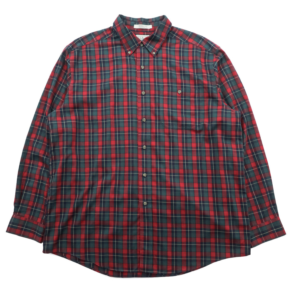 L.L.Bean メリノウール ボタンダウンシャツ L チェック 胸ポケット TRADITIONAL FIT 285279 WRINKLE FREE