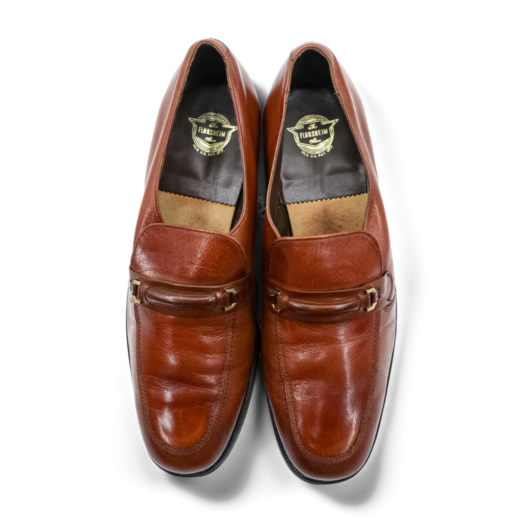 FLORSHEIM 70s USA Vintage Bit Loafers Slip-ons 27.5cm Brown Leather 33244 Made in USA