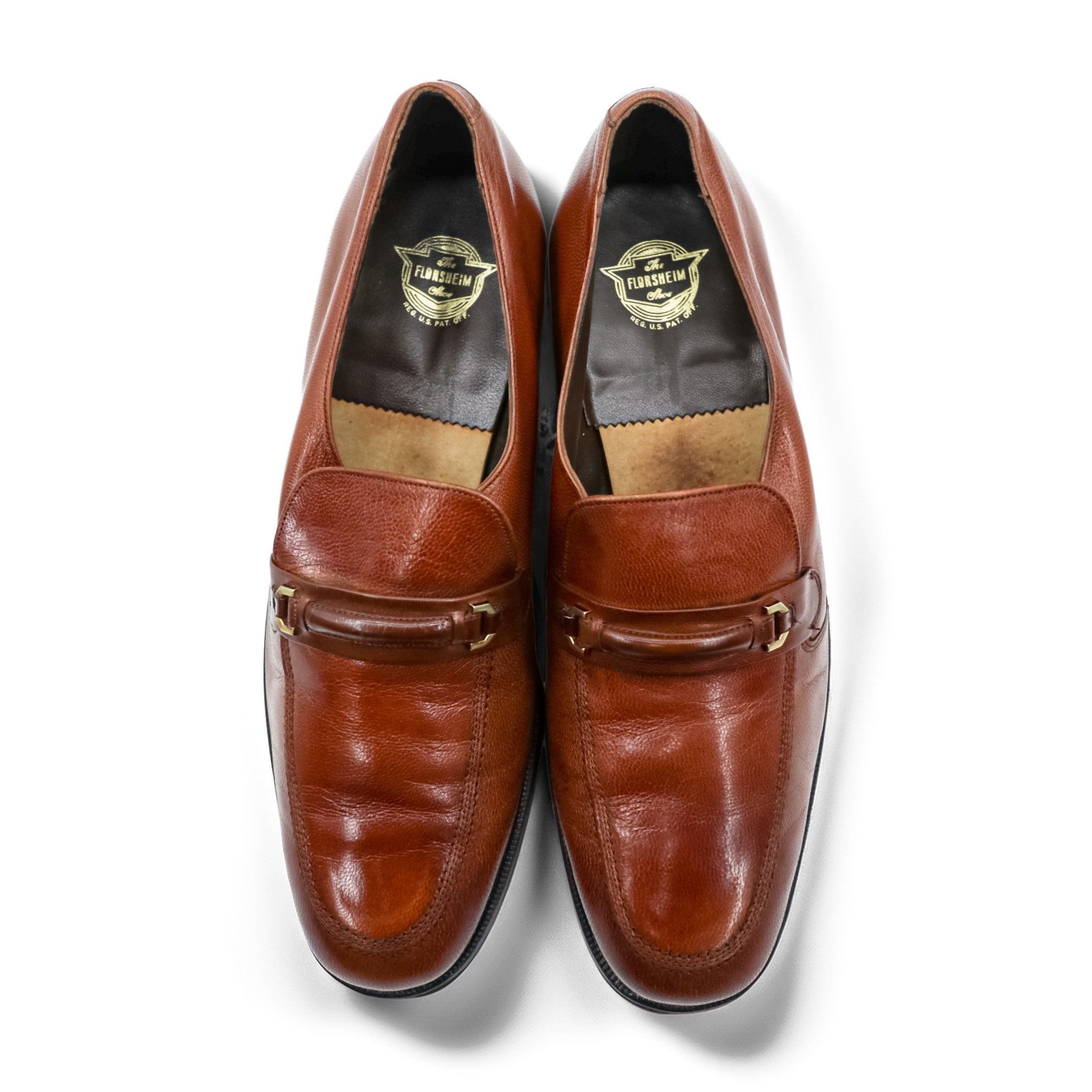 FLORSHEIM 70s USA Vintage Bit Loafers Slip-ons 27.5cm Brown Leather 33244 Made in USA