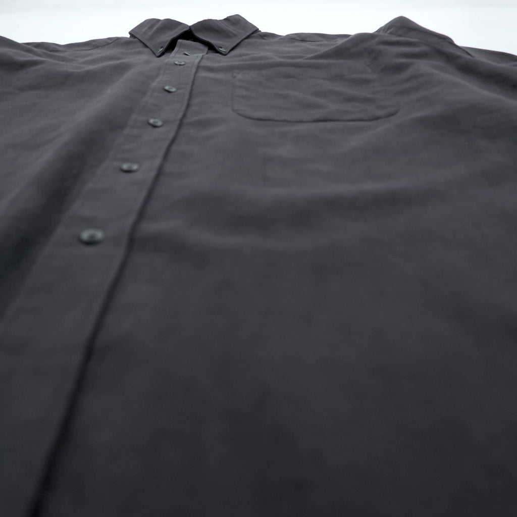 CLUB ROOM 90s Vintage Linen Button-Down Shirt L Black Oversized Chest Pocket
