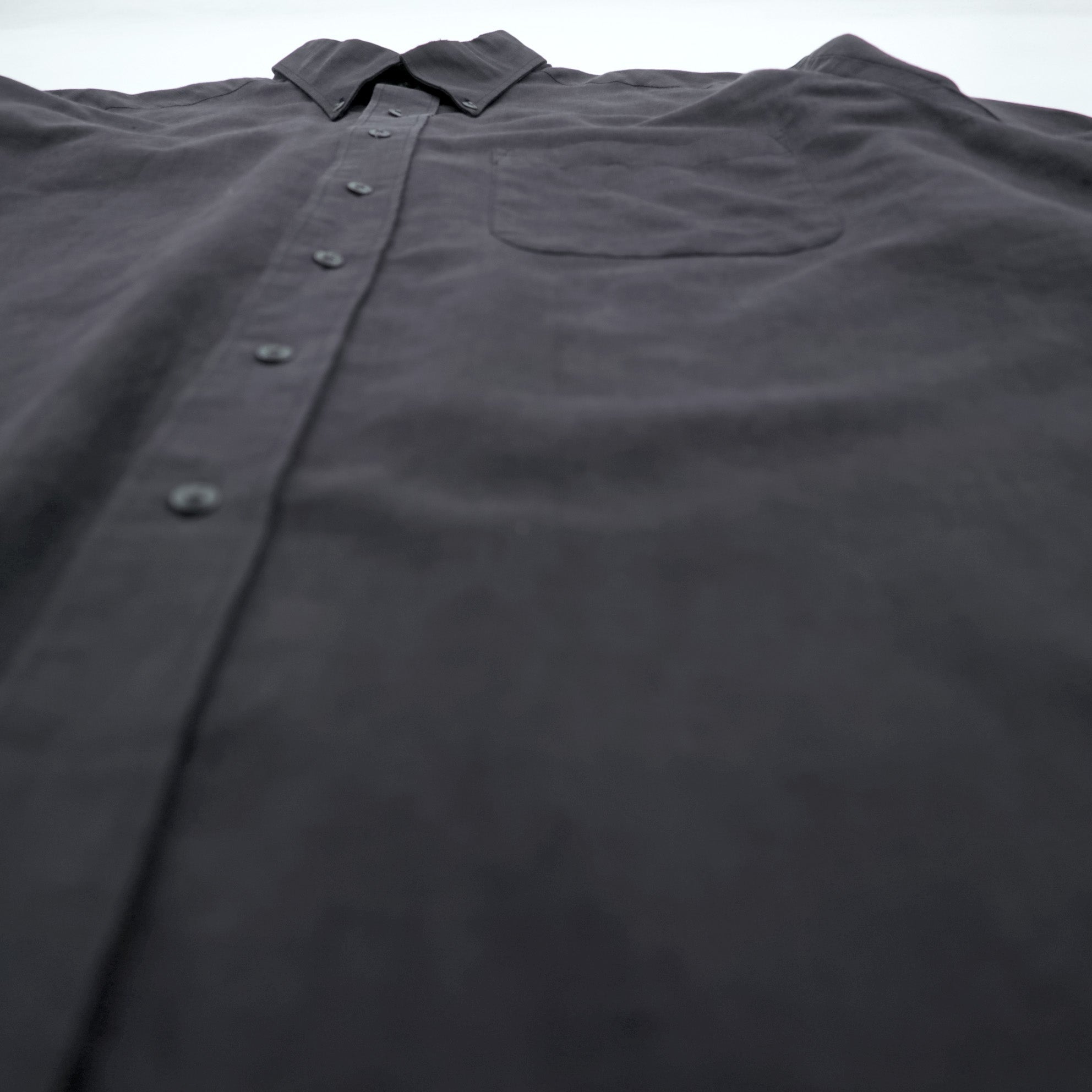 CLUB ROOM 90s Vintage Linen Button-Down Shirt L Black Oversized Chest Pocket