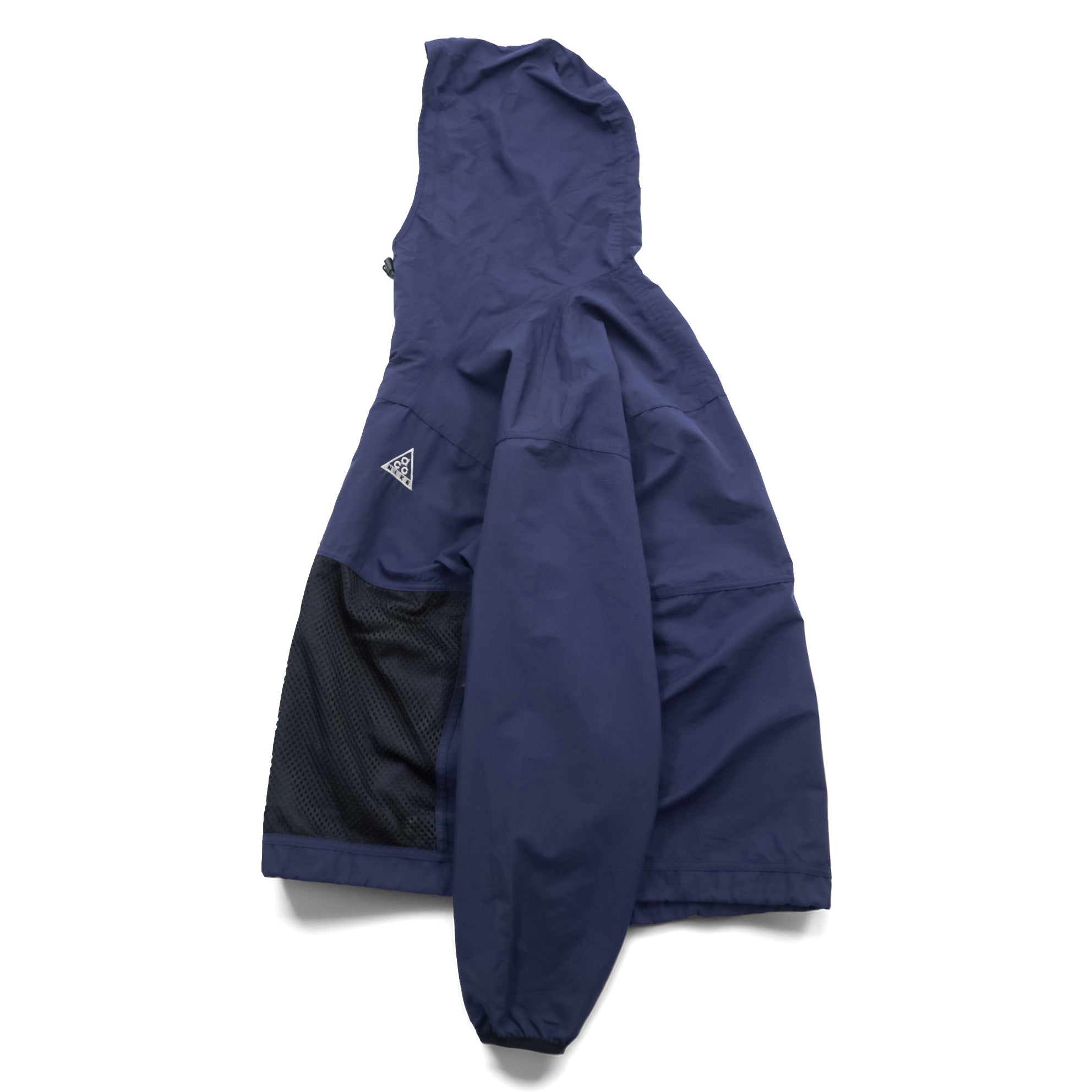 NIKE ACG 90s Half-Zip Anorak Parka Nylon Jacket L Navy Mesh Pockets Drawstring Big Size