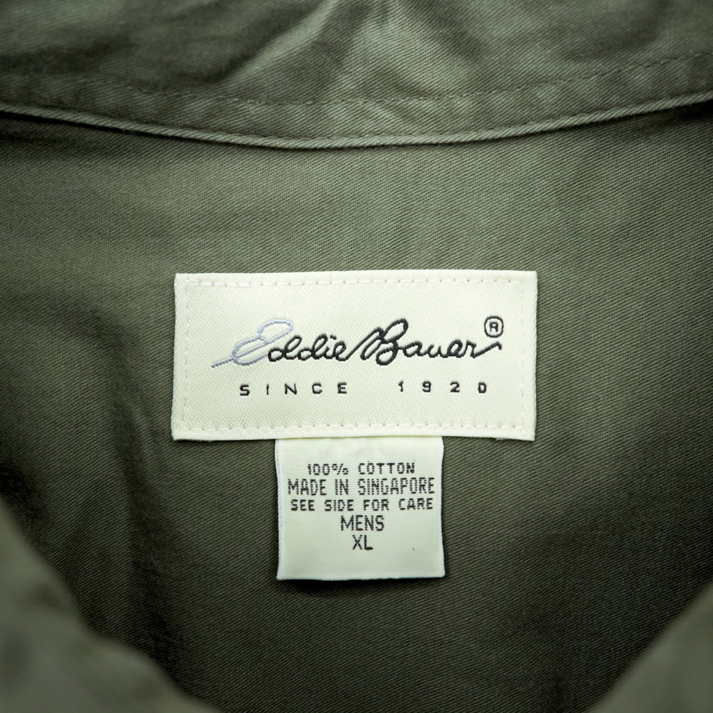 Eddie Bauer 90年代 ボタンダウンシャツ XL オリーブ コットン 胸ポケット ビッグサイズ