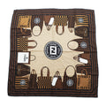 FENDI Made in Italy Silk Scarf All-over Pattern Bag Brown Zucchino Pattern