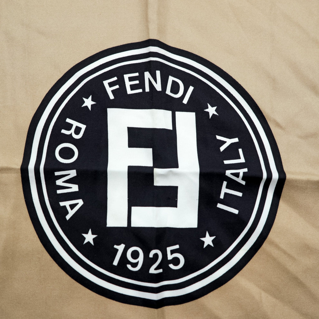 FENDI Made in Italy Silk Scarf All-over Pattern Bag Brown Zucchino Pattern