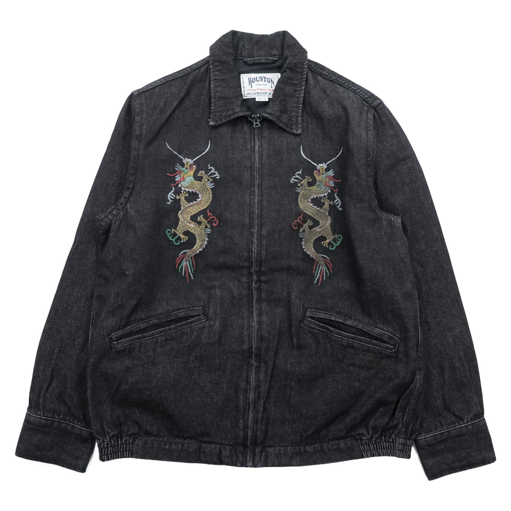 HOUSTON Denim Souvenir Jacket (Viet Cong Jacket) M Black Dragon Embroidery Bienhoa 1969-70 51480