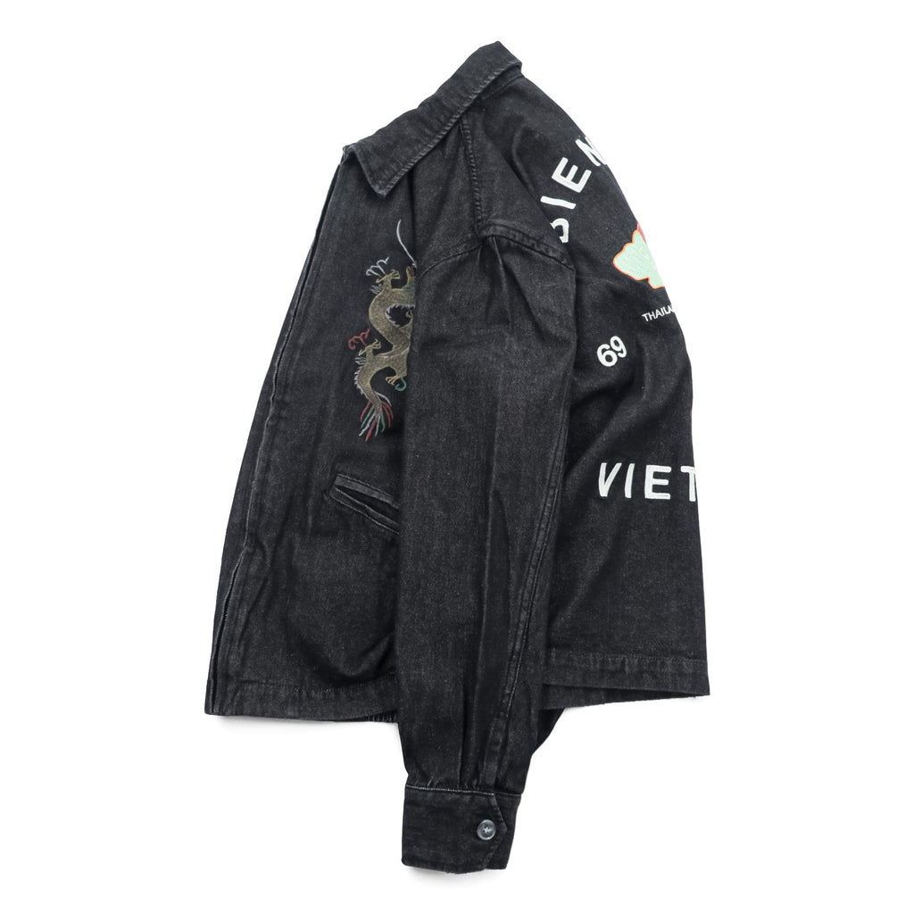 HOUSTON Denim Souvenir Jacket (Viet Cong Jacket) M Black Dragon Embroidery Bienhoa 1969-70 51480
