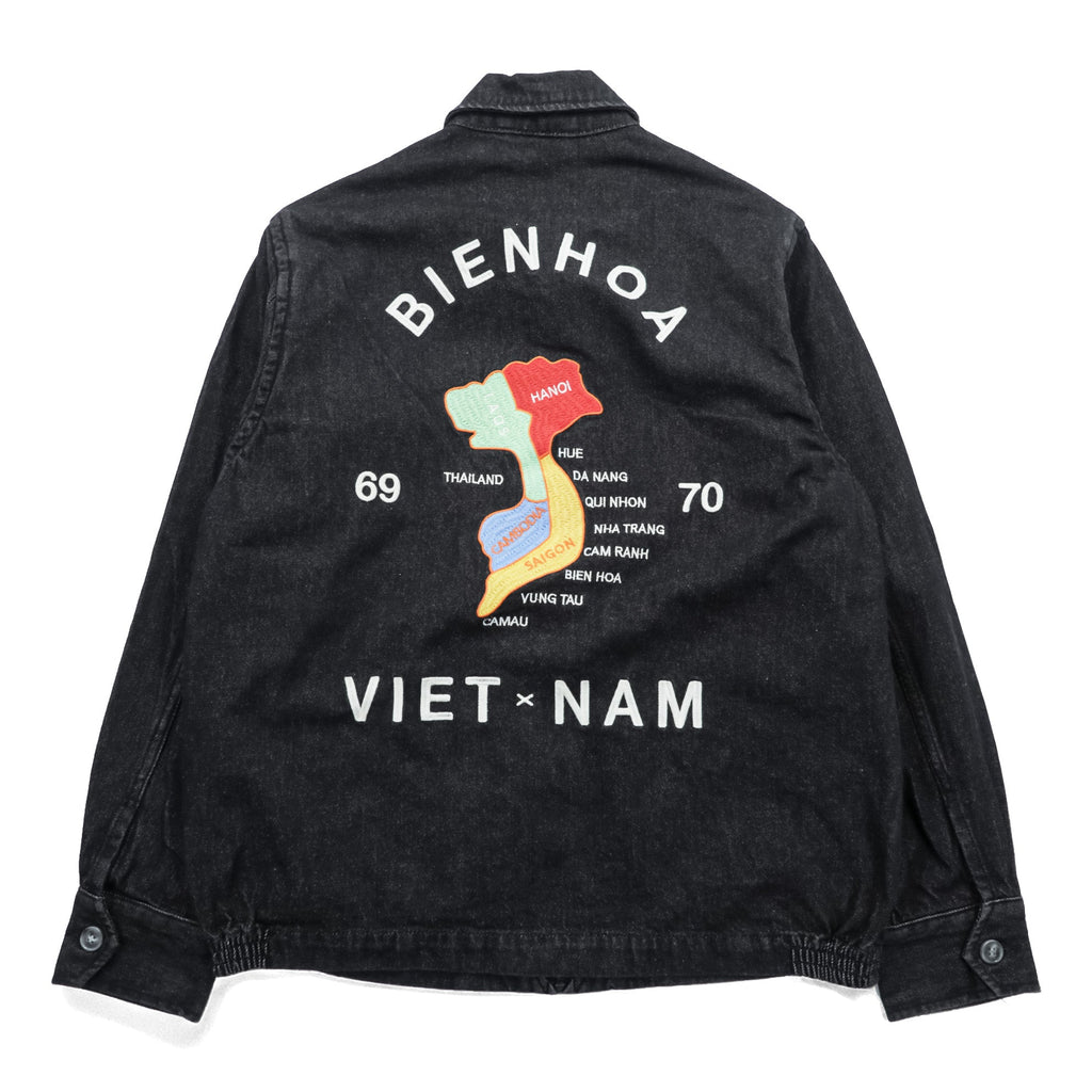 HOUSTON Denim Souvenir Jacket (Viet Cong Jacket) M Black Dragon Embroidery Bienhoa 1969-70 51480