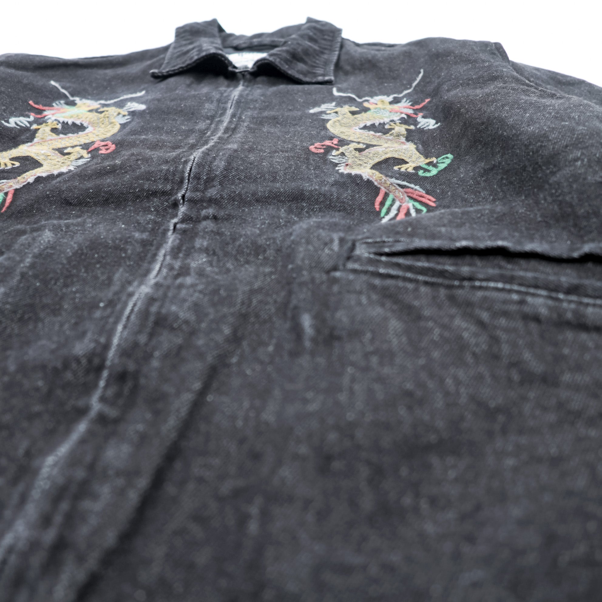 HOUSTON Denim Souvenir Jacket (Viet Cong Jacket) M Black Dragon Embroidery Bienhoa 1969-70 51480