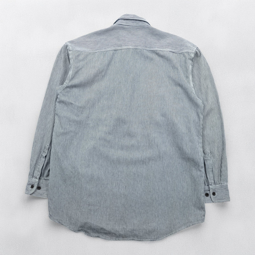FIVE BROTHER 90s Hickory Half-Zip Work Shirt Pullover XL Striped White Blue BY SAPKO INTERNATIONAL