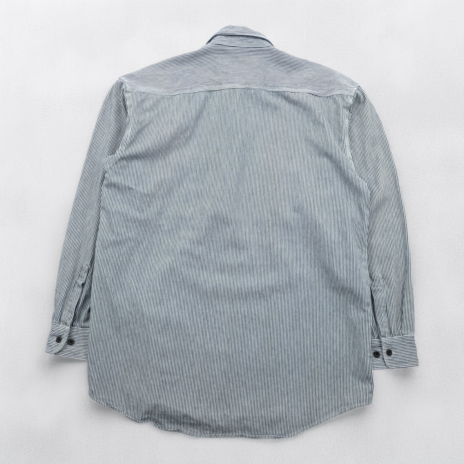 FIVE BROTHER 90s Hickory Half-Zip Work Shirt Pullover XL Striped White Blue BY SAPKO INTERNATIONAL