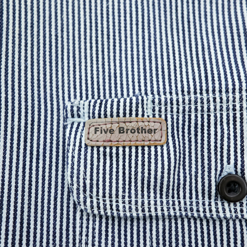 FIVE BROTHER 90s Hickory Half-Zip Work Shirt Pullover XL Striped White Blue BY SAPKO INTERNATIONAL