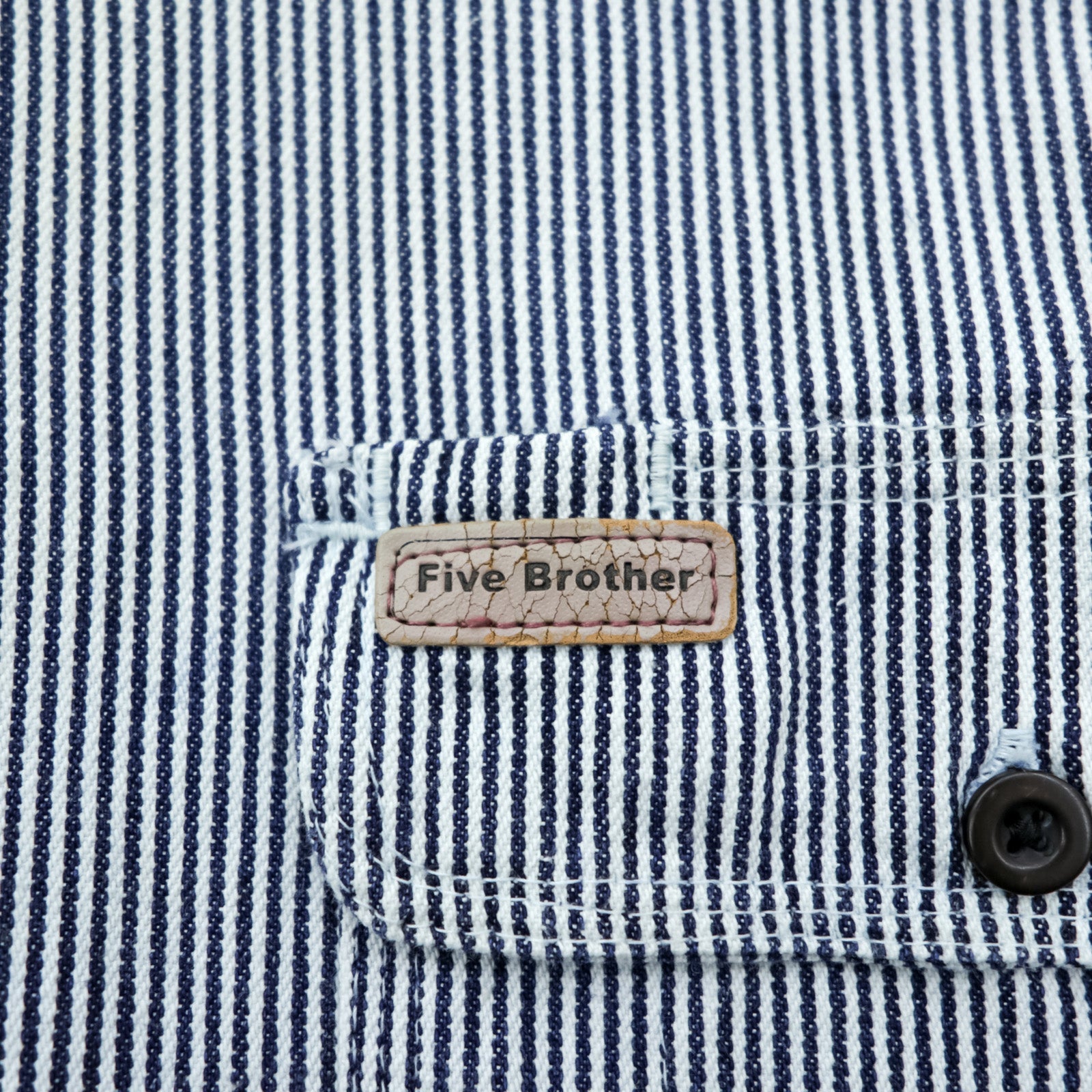 FIVE BROTHER 90s Hickory Half-Zip Work Shirt Pullover XL Striped White Blue BY SAPKO INTERNATIONAL