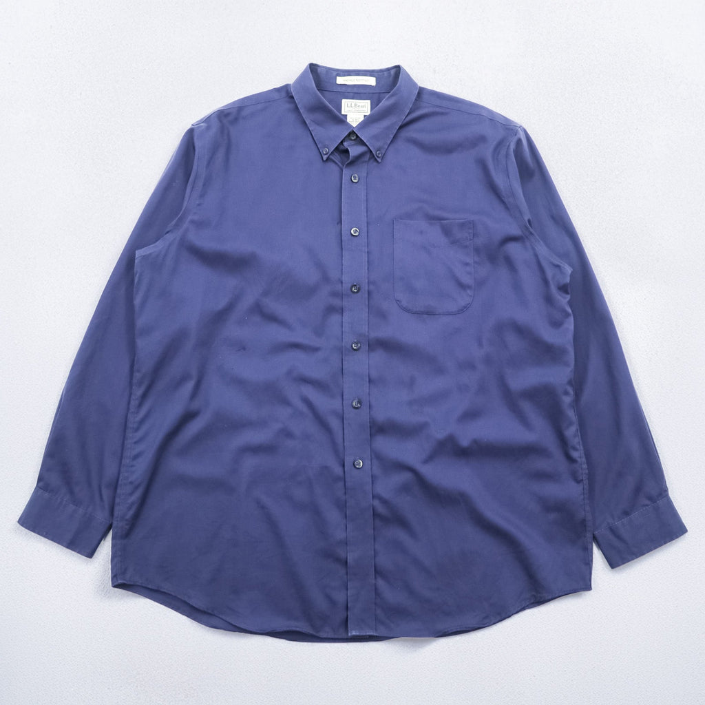 L.L.Bean Button-Down Shirt XL Navy Cotton WRINKLE RESISTANT Big Size 264077