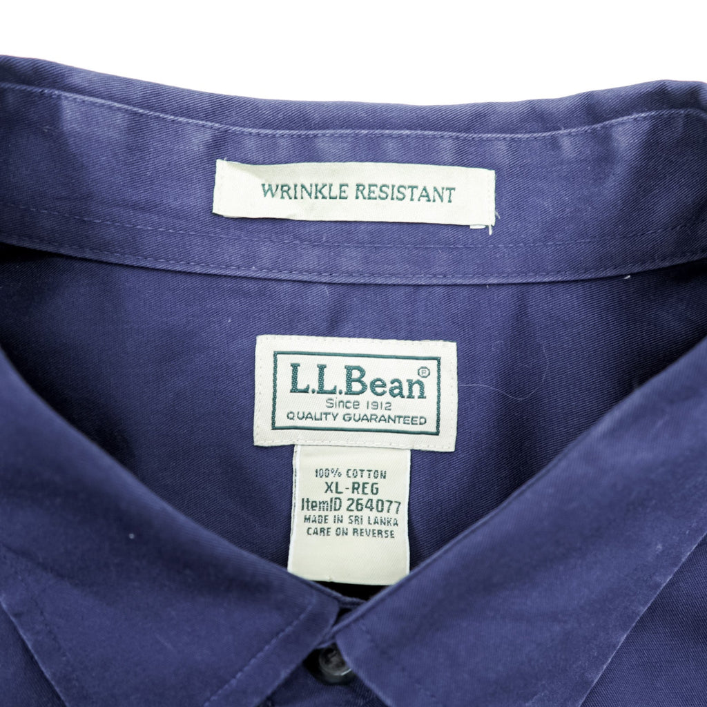 L.L.Bean Button-Down Shirt XL Navy Cotton WRINKLE RESISTANT Big Size 264077