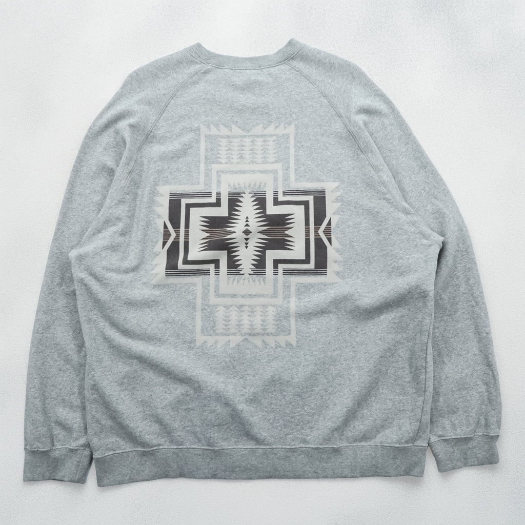 PENDLETON Back Print Sweatshirt L Gray Native Pattern Chimayo Cotton 3475-3006