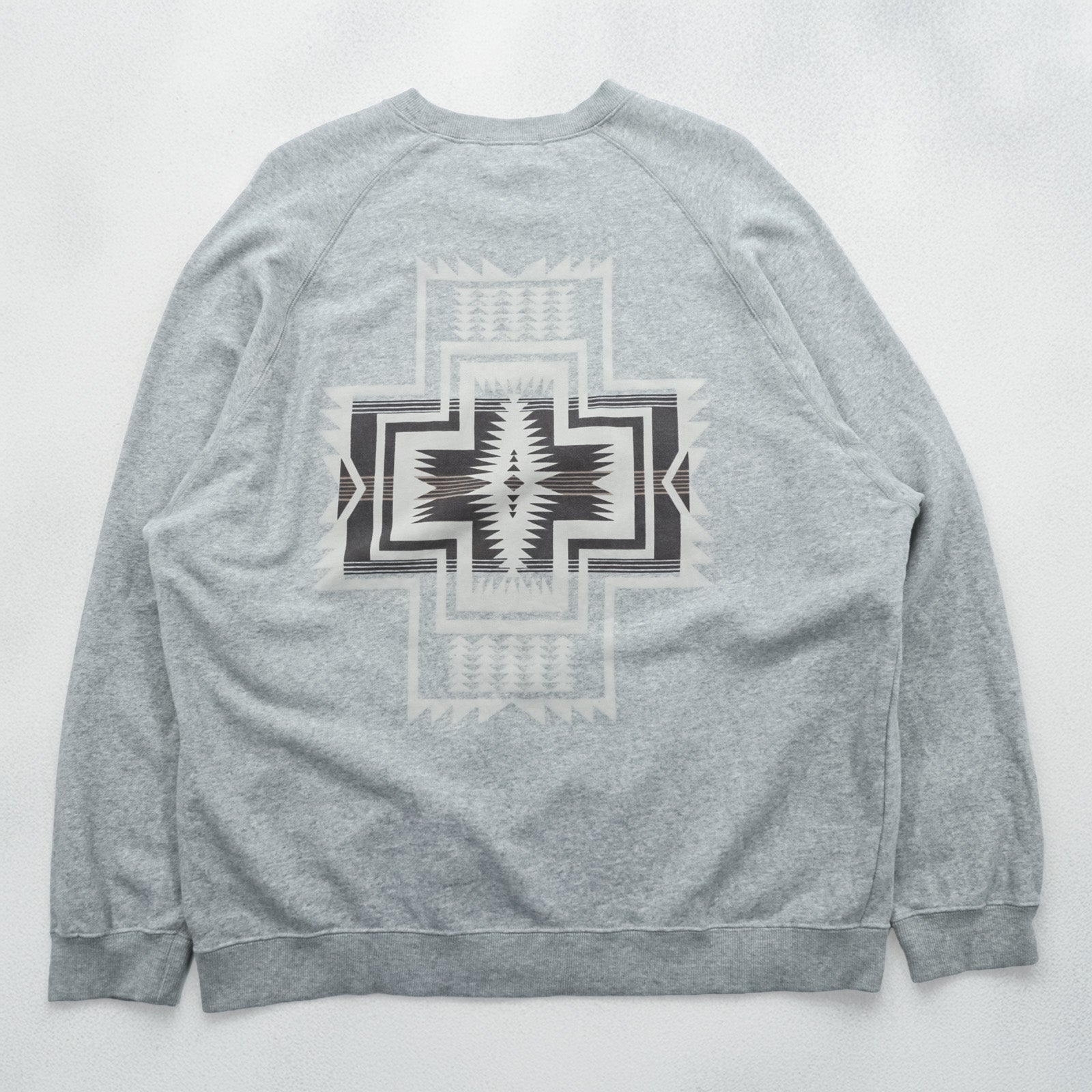 PENDLETON Back Print Sweatshirt L Gray Native Pattern Chimayo Cotton 3475-3006