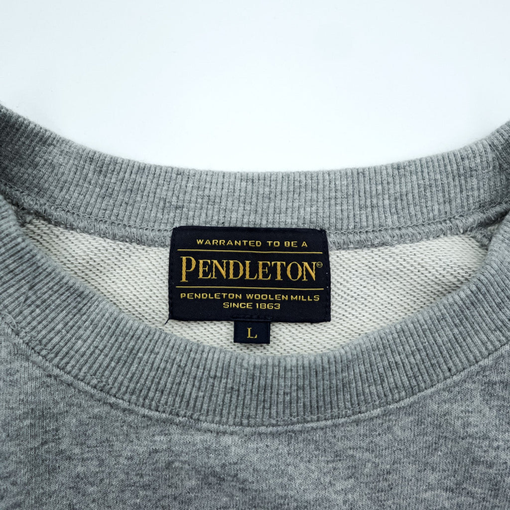 PENDLETON Back Print Sweatshirt L Gray Native Pattern Chimayo Cotton 3475-3006