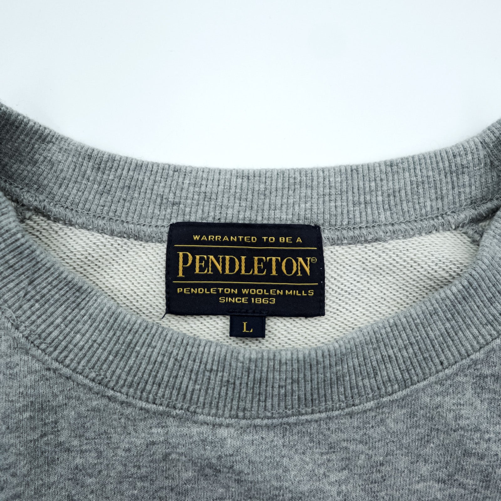 PENDLETON Back Print Sweatshirt L Gray Native Pattern Chimayo Cotton 3475-3006