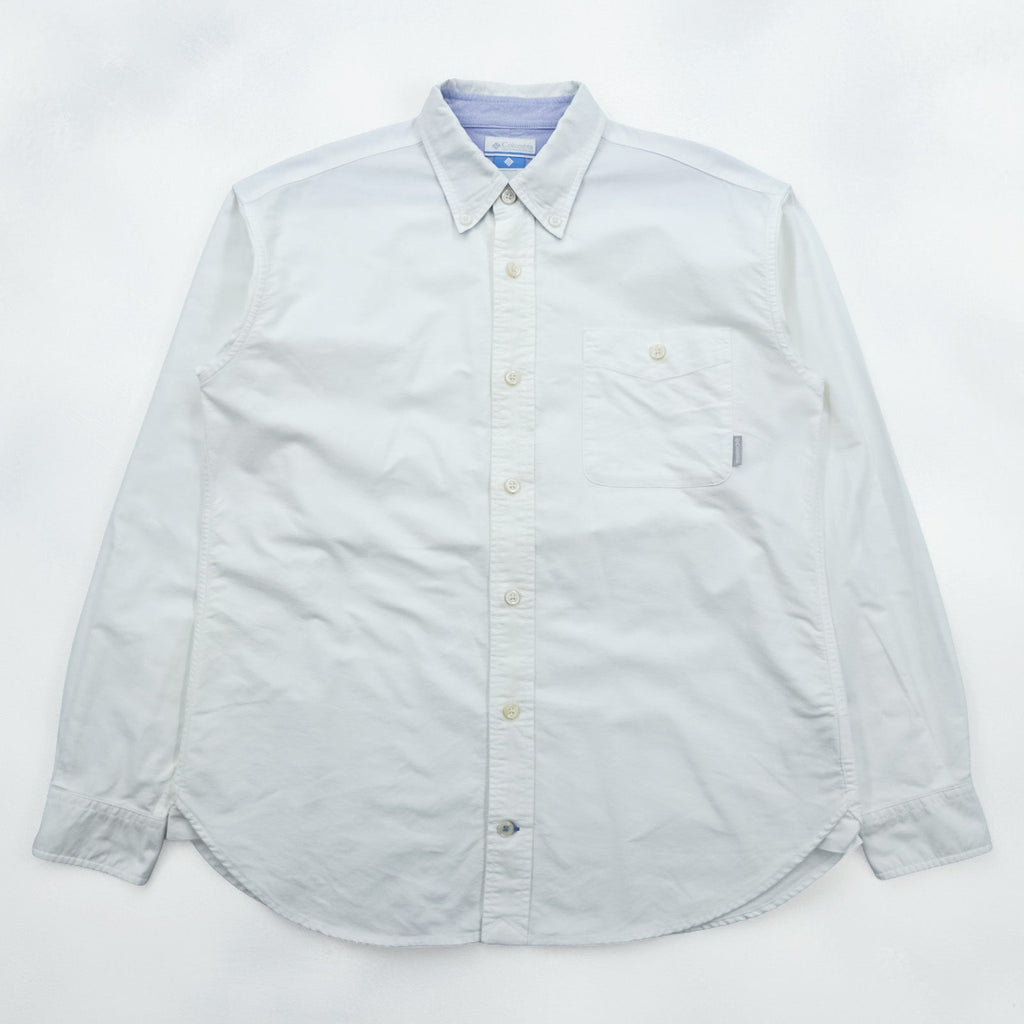 Columbia Oxford Button-Down Troy Hill Long Sleeve Shirt L White Chest Pocket PM7836