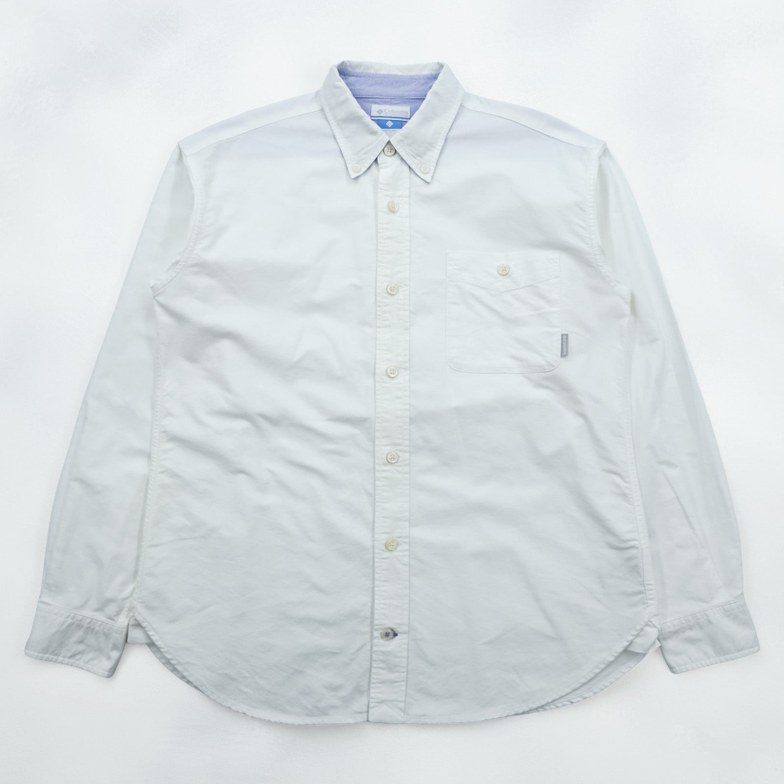 Columbia Oxford Button-Down Troy Hill Long Sleeve Shirt L White Chest Pocket PM7836