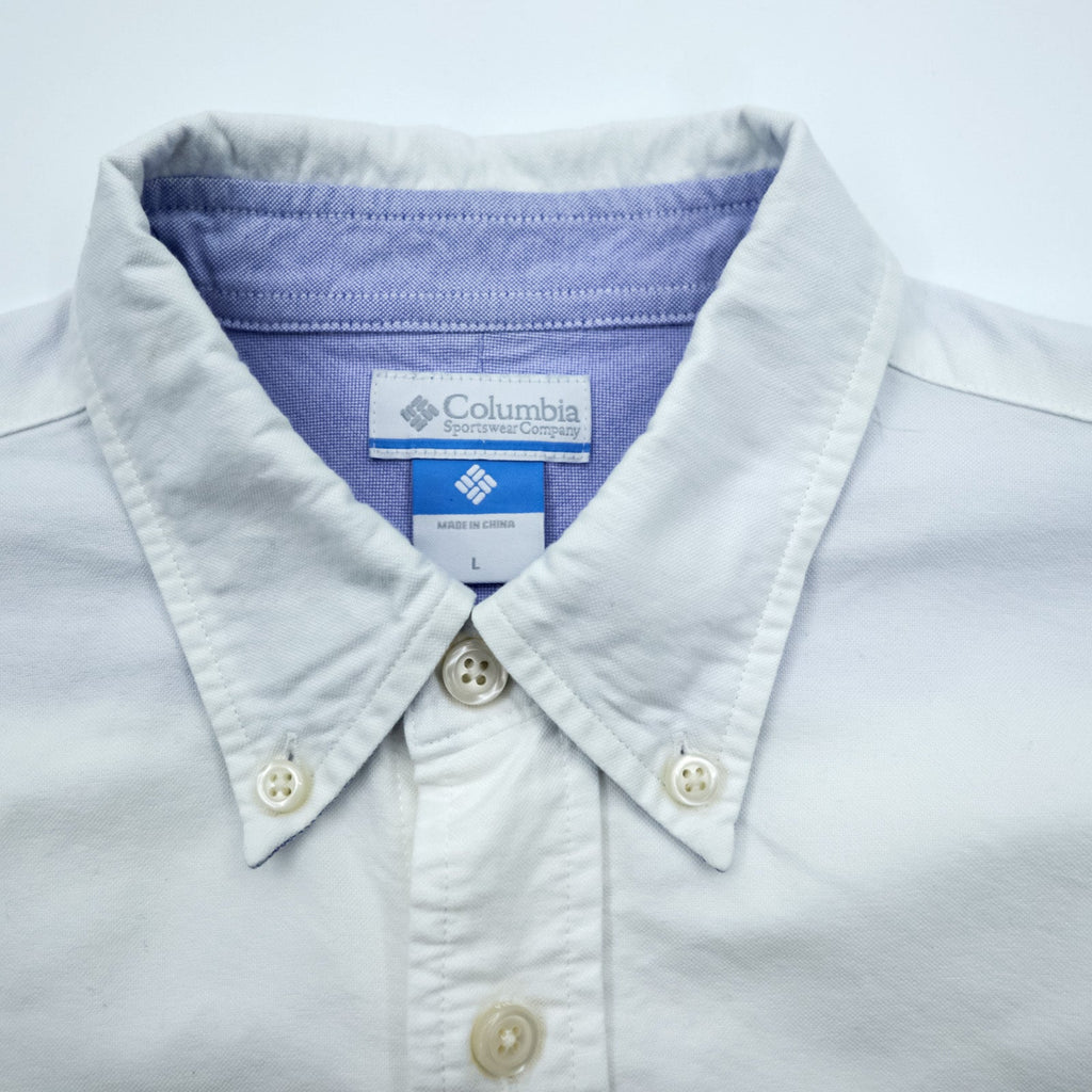 Columbia Oxford Button-Down Troy Hill Long Sleeve Shirt L White Chest Pocket PM7836