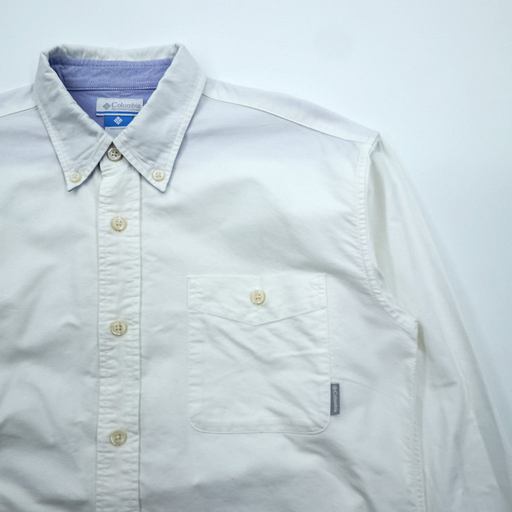 Columbia Oxford Button-Down Troy Hill Long Sleeve Shirt L White Chest Pocket PM7836