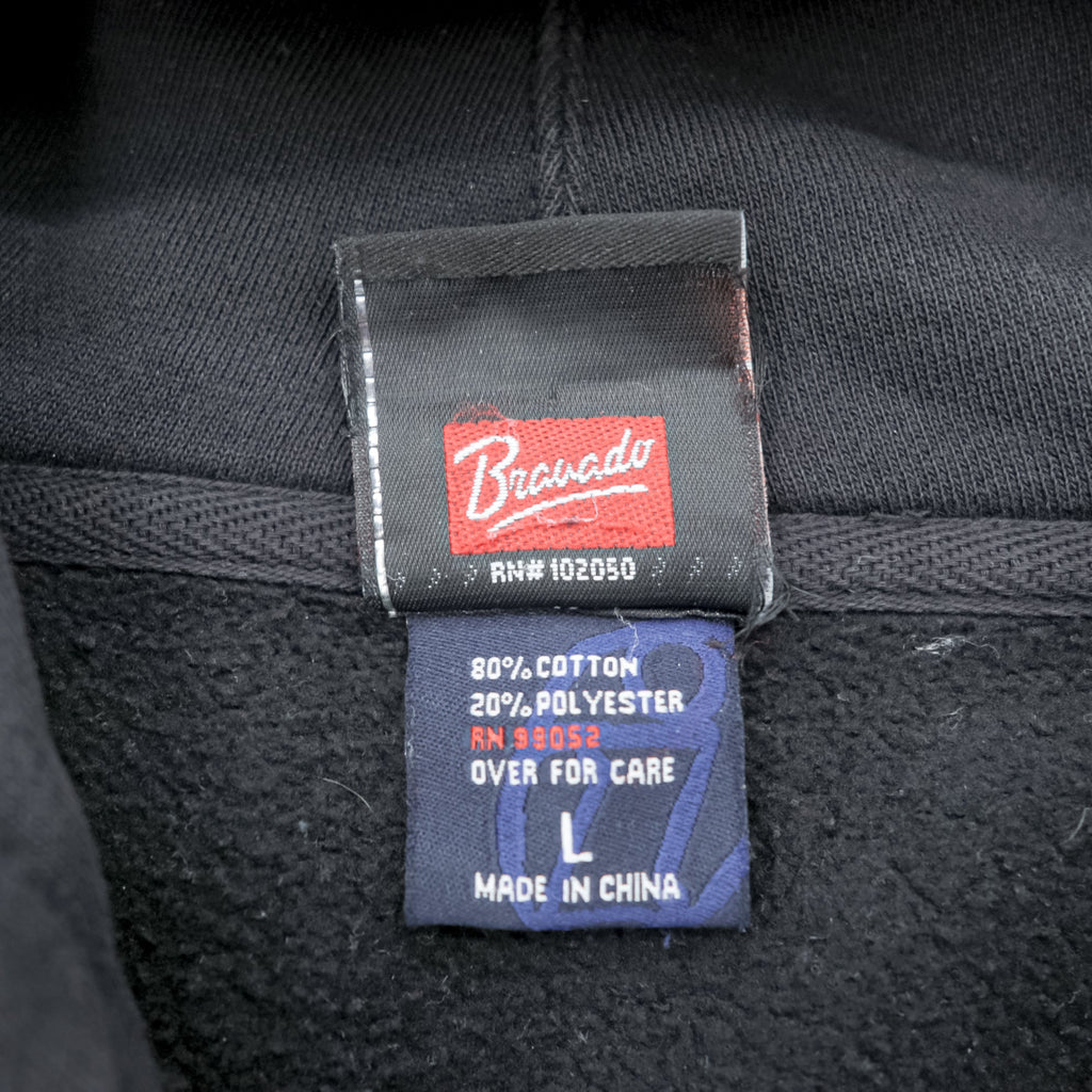 HARLEY DAVIDSON Zip-Up Hoodie L Black Sleeve Print Back Logo Made by Bravado EMERALD CITY
