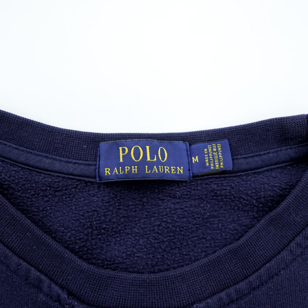 Polo Ralph Lauren ポロベア 前V スウェット トレーナー M ネイビー USA ホッケー コットン クルーネック