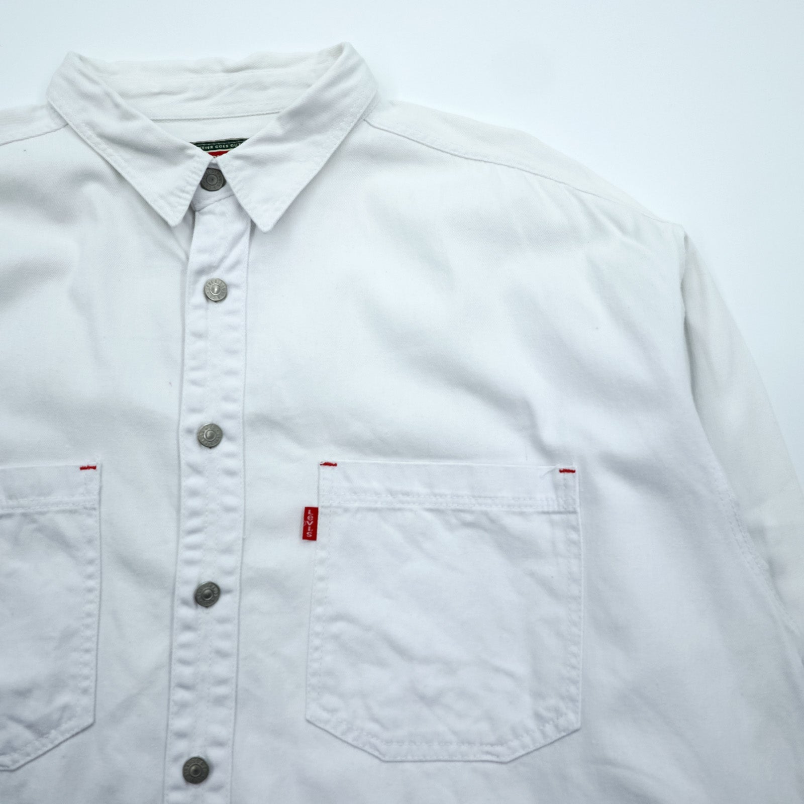 Levi's 90s Work Shirt Long Sleeve Denim Shirt XL White Chest Pocket 60560 1352