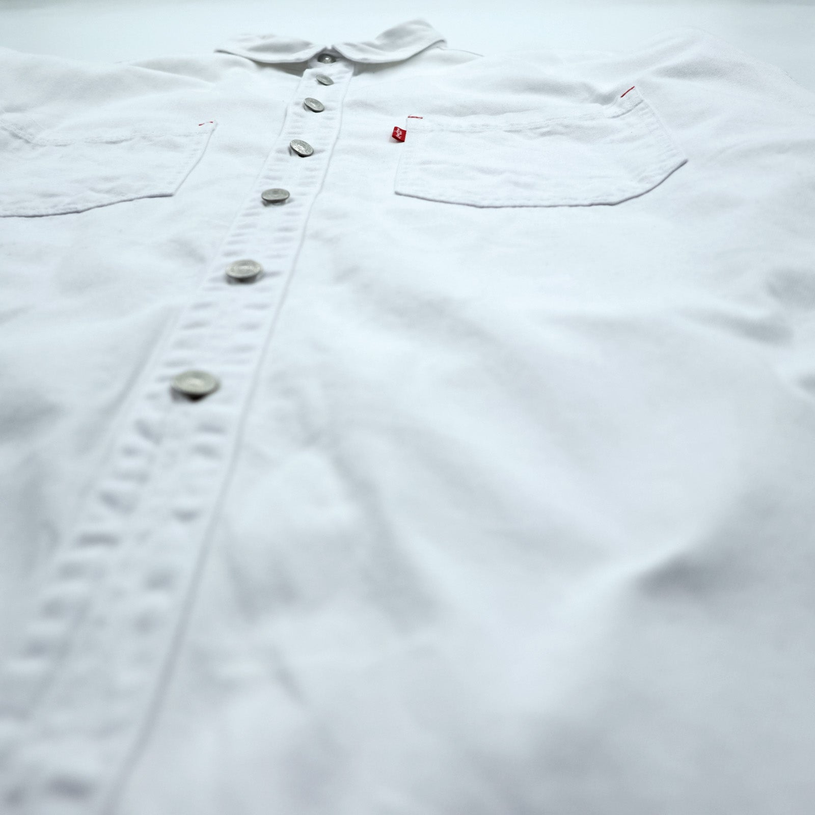 Levi's 90s Work Shirt Long Sleeve Denim Shirt XL White Chest Pocket 60560 1352