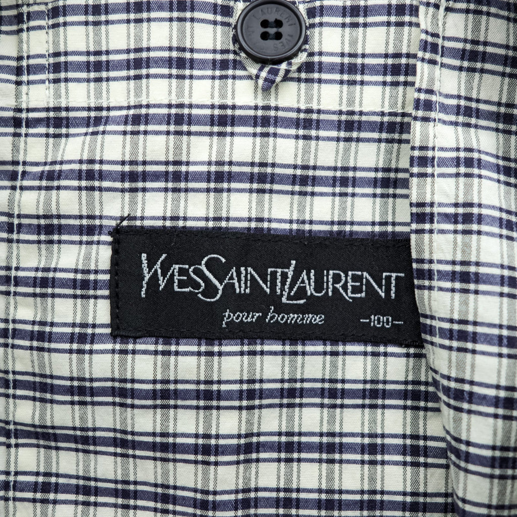 YVES SAINT LAURENT 90年代 ヴィンテージ ジップアップ ブルゾン ボンバージャケット L チェック pour homme YSL オールド