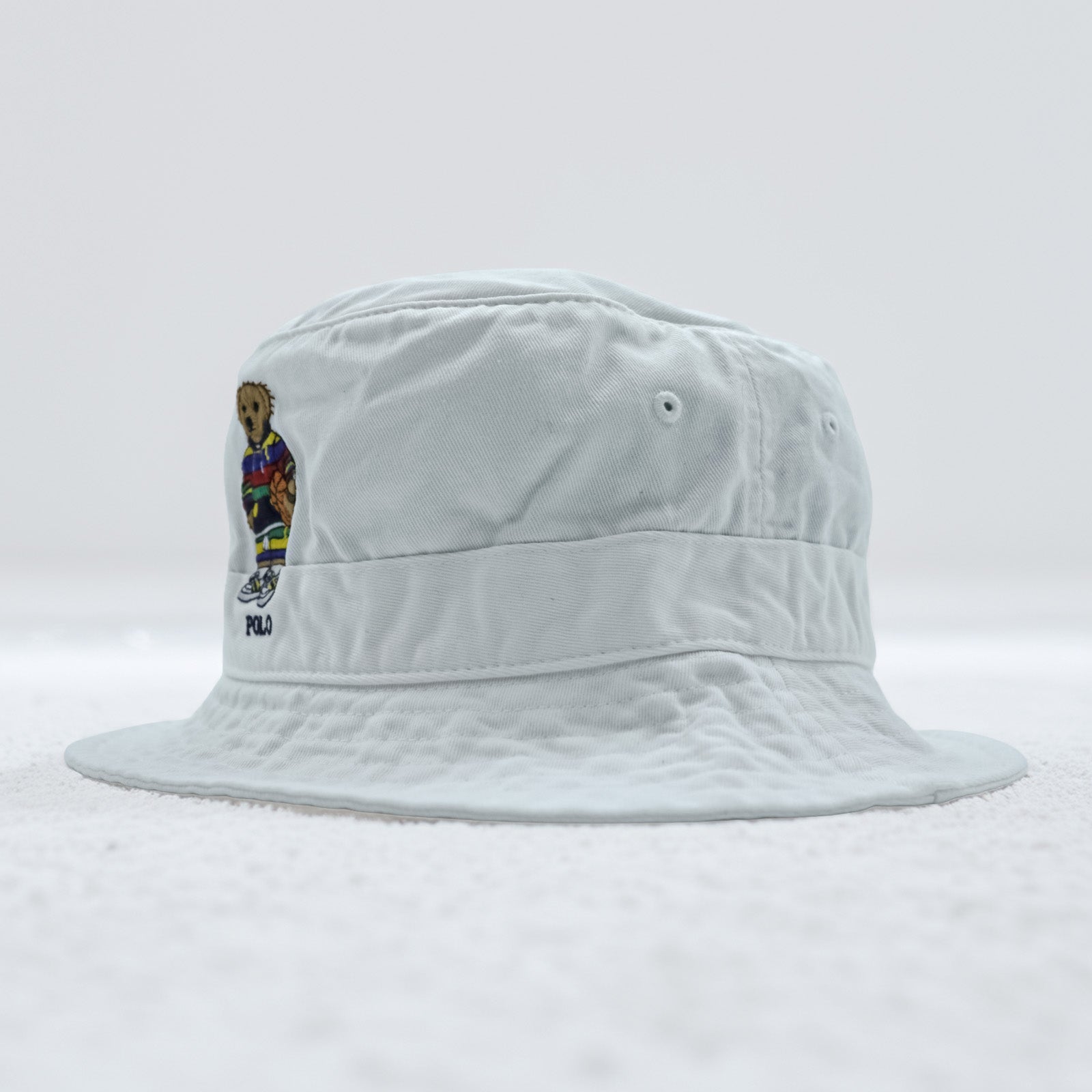 Polo Ralph Lauren Polo Bear Embroidered Bucket Hat L/XL White Cotton