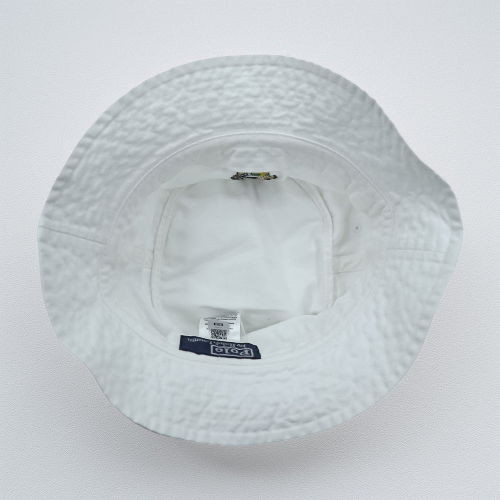 Polo Ralph Lauren Polo Bear Embroidered Bucket Hat L/XL White Cotton