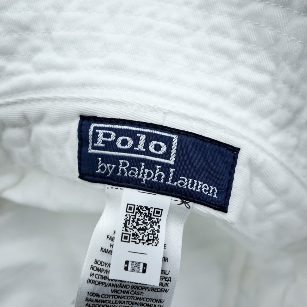 Polo Ralph Lauren Polo Bear Embroidered Bucket Hat L/XL White Cotton