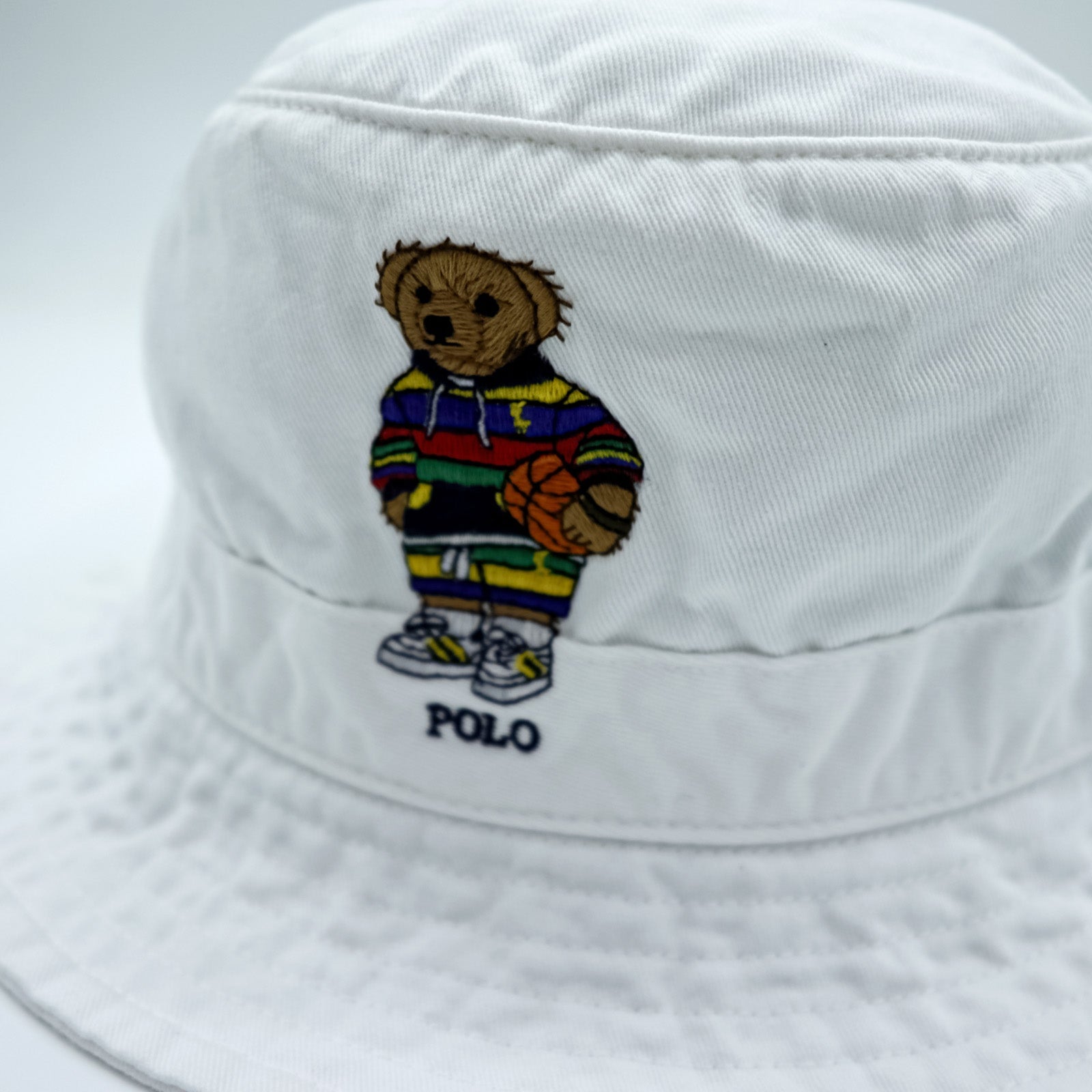 Polo Ralph Lauren Polo Bear Embroidered Bucket Hat L/XL White Cotton