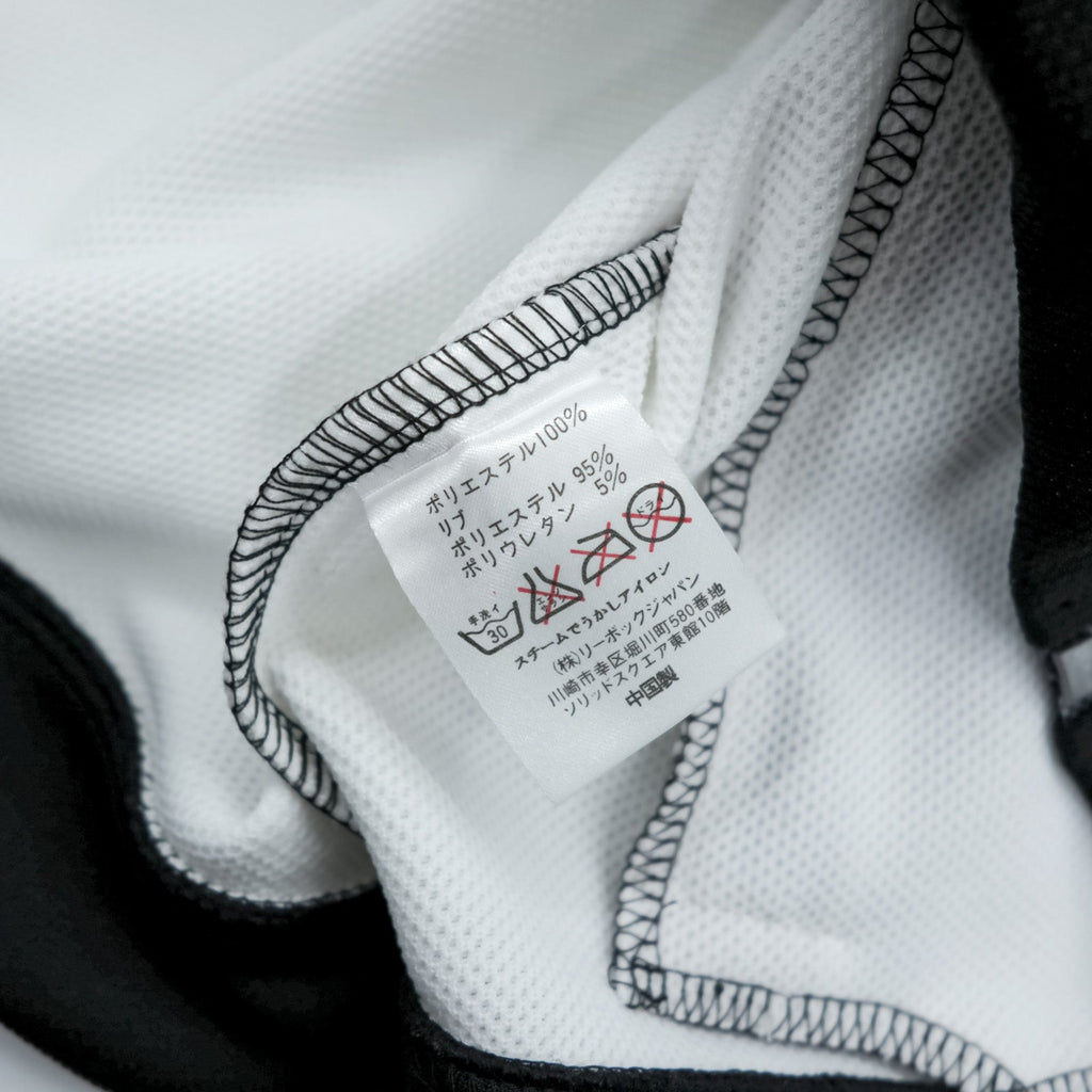Reebok 90s Track Jacket Jersey M White Black Drawstring Stand Collar Full Zip