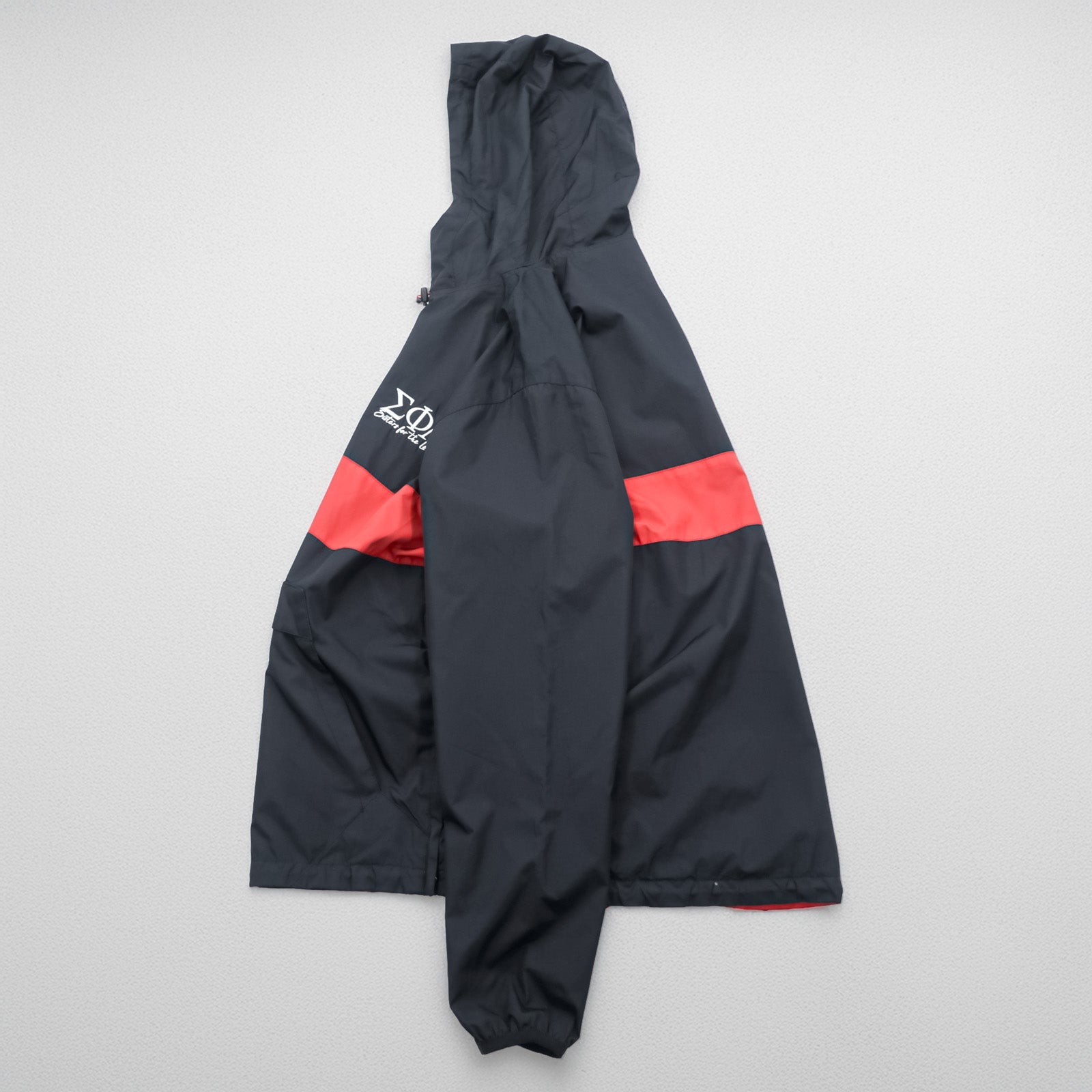 SPORT-TEK Half-Zip Anorak Hoodie XL Black ΣΦΔ Drawcord Side Zip Slit