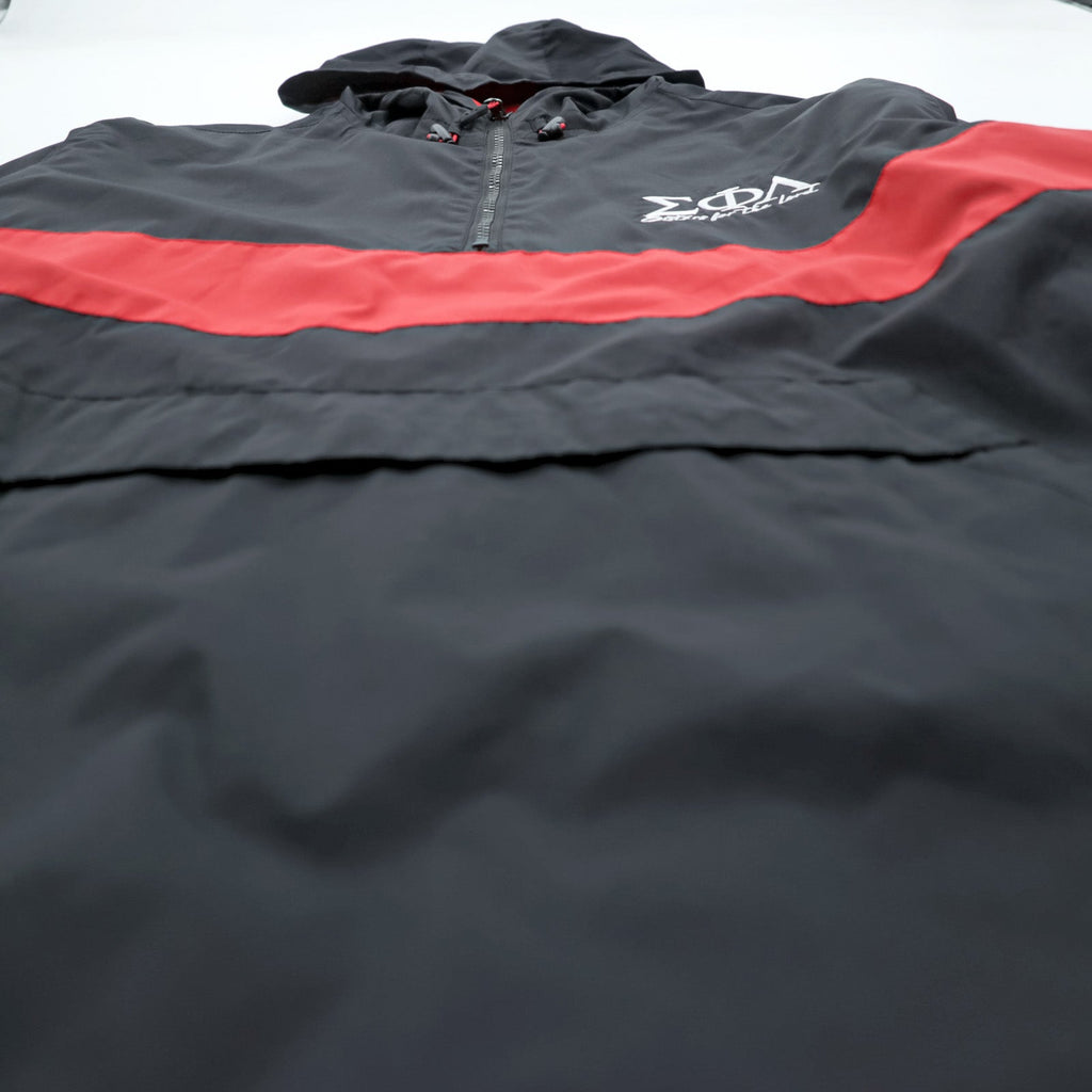 SPORT-TEK Half-Zip Anorak Hoodie XL Black ΣΦΔ Drawcord Side Zip Slit