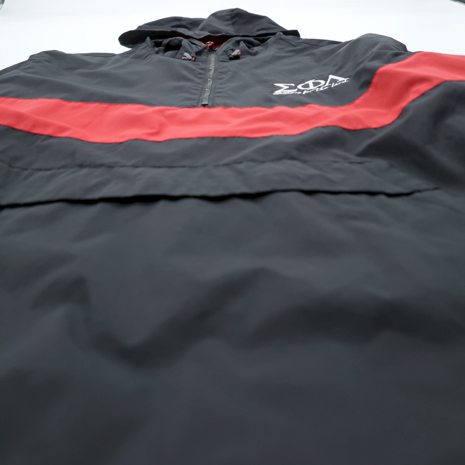 SPORT-TEK Half-Zip Anorak Hoodie XL Black ΣΦΔ Drawcord Side Zip Slit