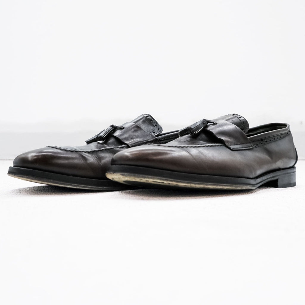 Navyboot Made in Italy Fringe Tassel Loafers U-Tip Dress Shoes 28cm Dark Brown Bologna Construction
