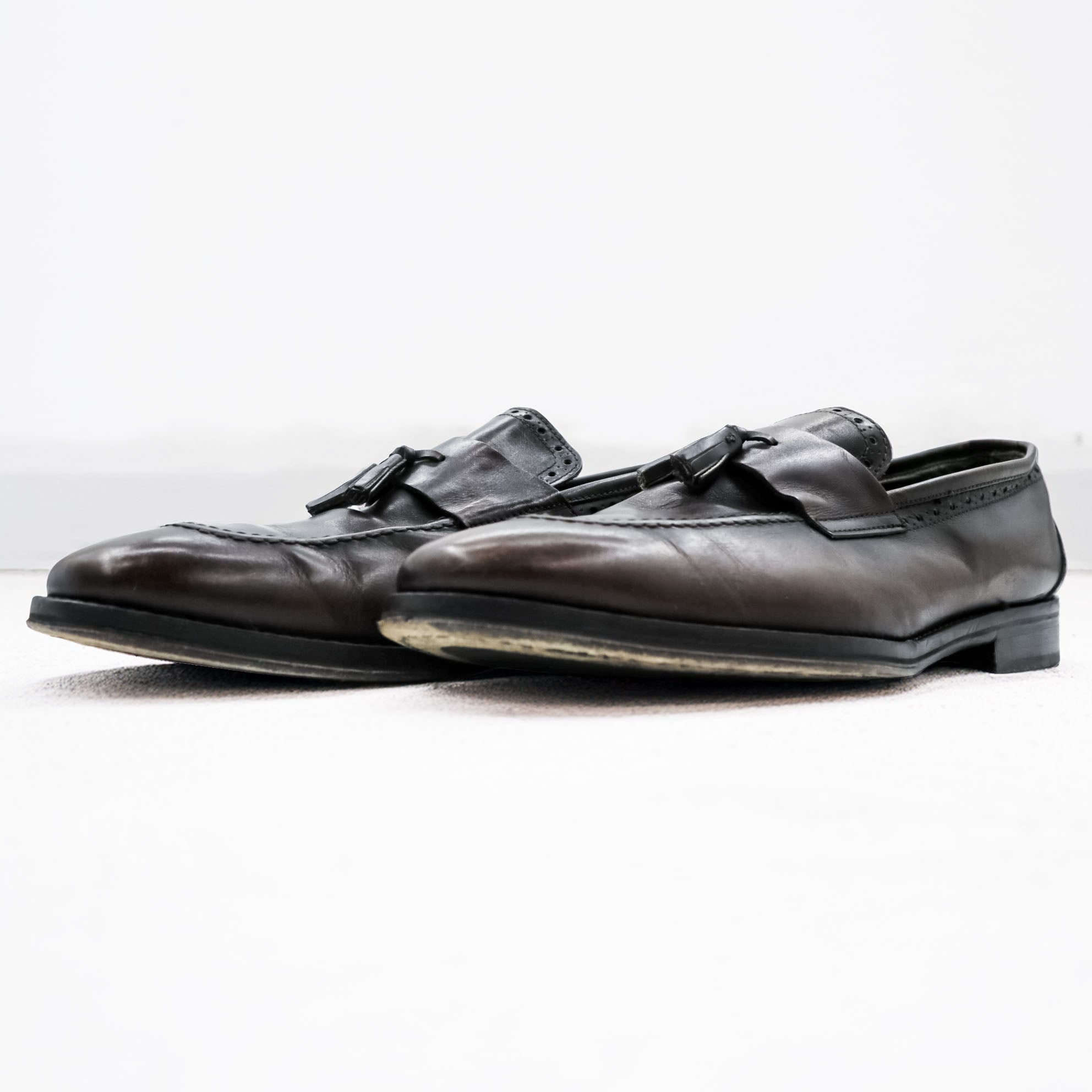 Navyboot Made in Italy Fringe Tassel Loafers U-Tip Dress Shoes 28cm Dark Brown Bologna Construction