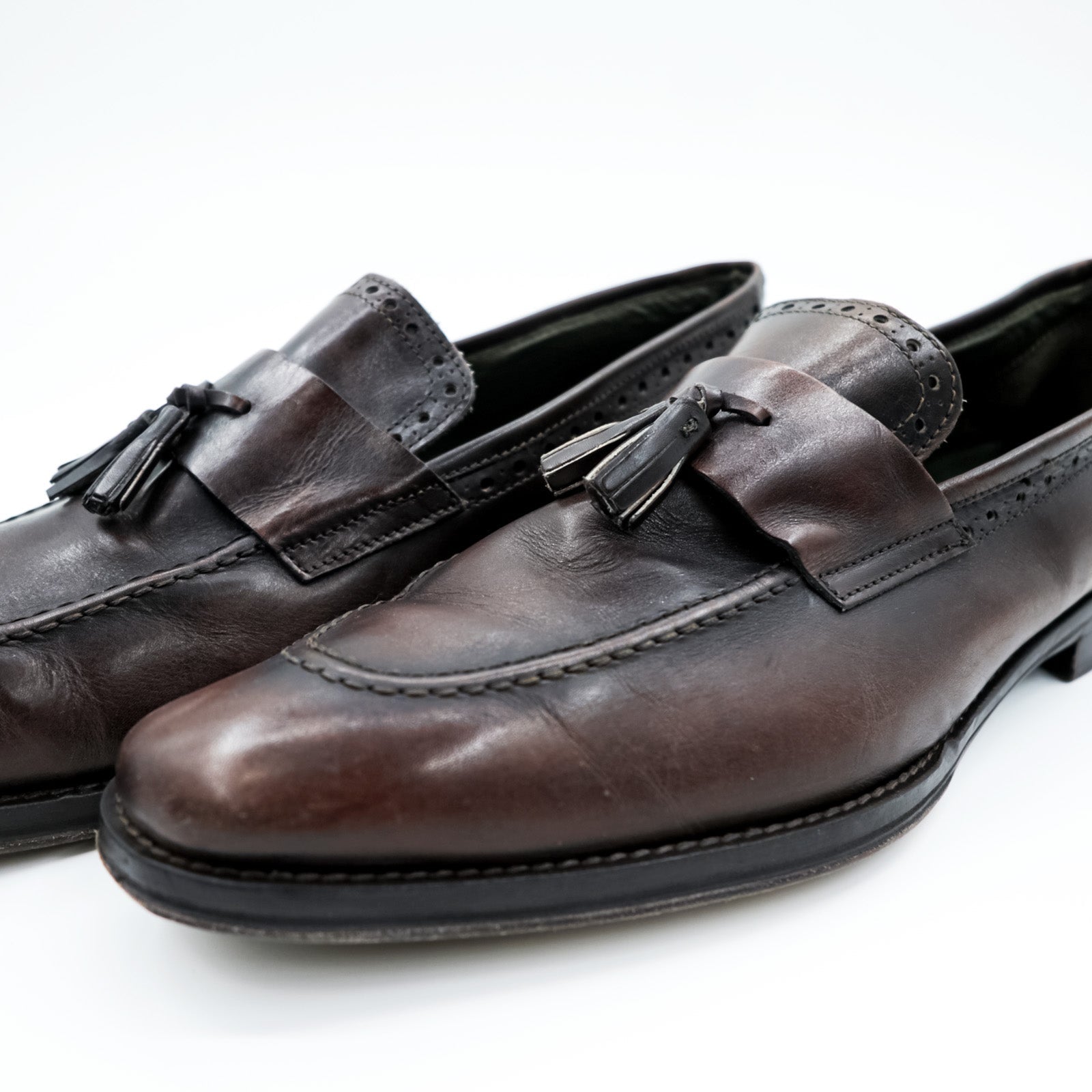 Navyboot Made in Italy Fringe Tassel Loafers U-Tip Dress Shoes 28cm Dark Brown Bologna Construction