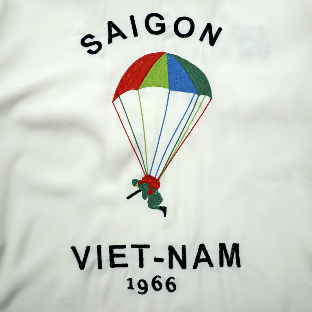 HOUSTON スーベニアシャツ ベトシャツ L ホワイト パラシュート ミリタリー フラップ 胸ポケット 41157 VIET-NAM