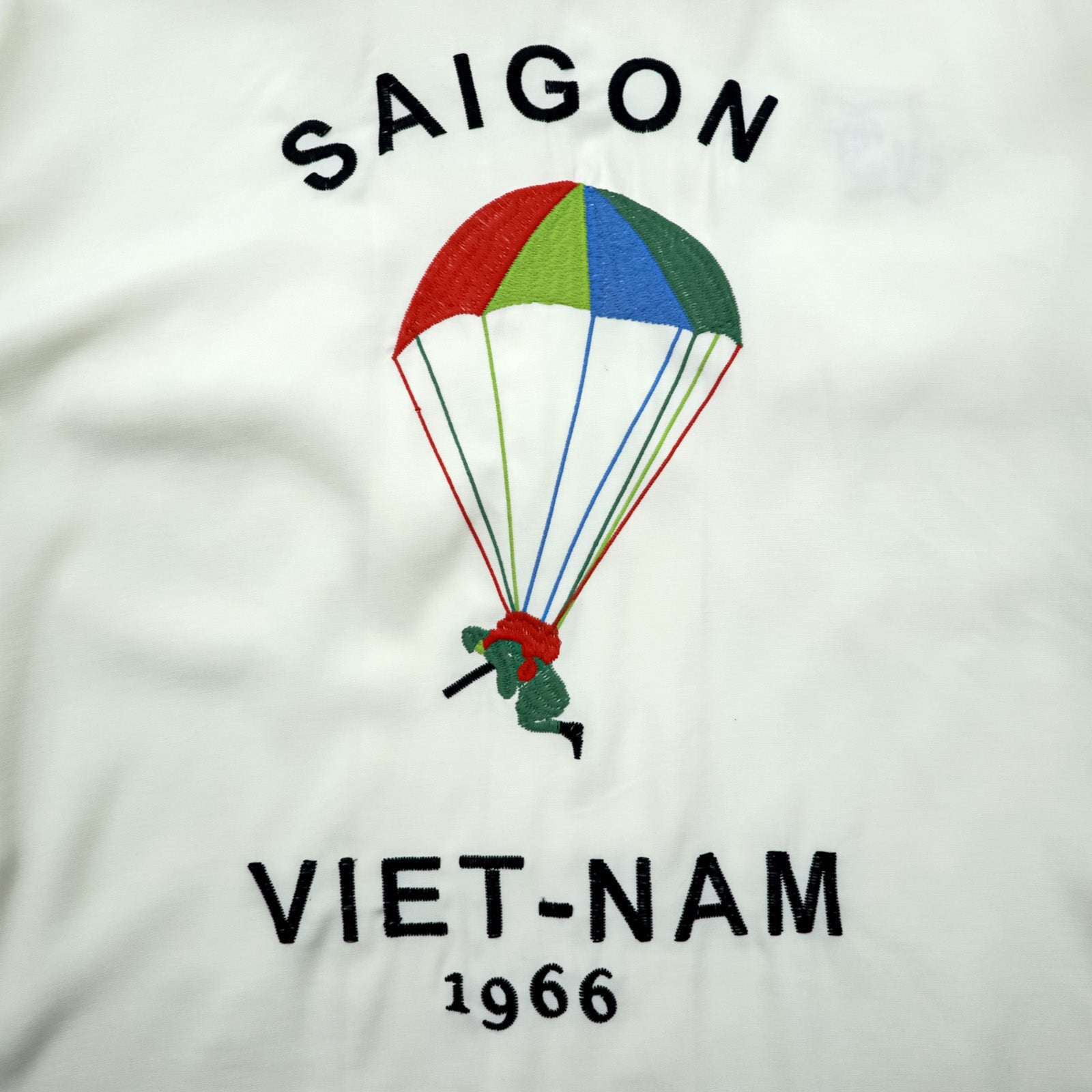 HOUSTON スーベニアシャツ ベトシャツ L ホワイト パラシュート ミリタリー フラップ 胸ポケット 41157 VIET-NAM