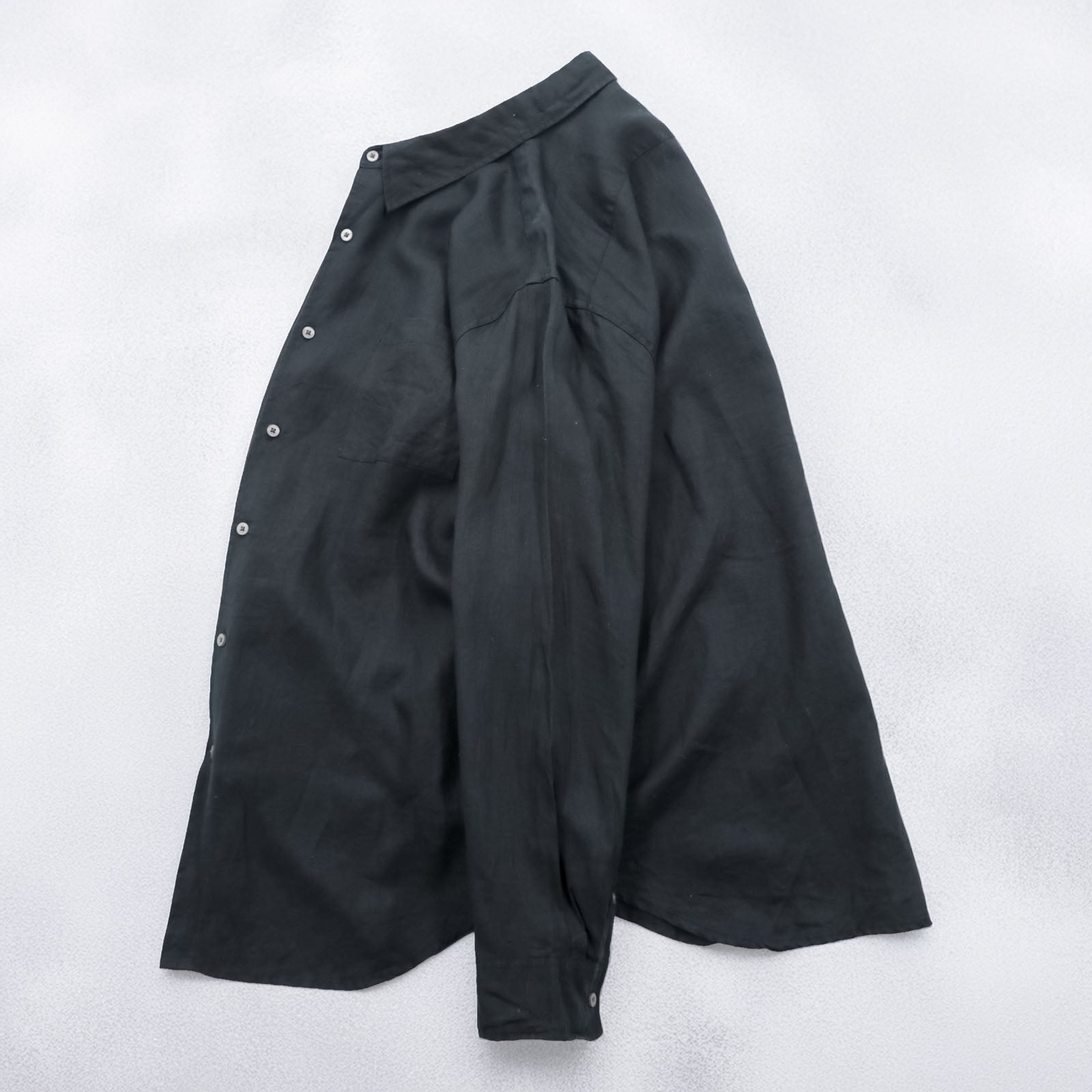 MERONA Linen Shirt, 100% Linen, Long Sleeve, XL, Black, Chest Pocket, Oversized