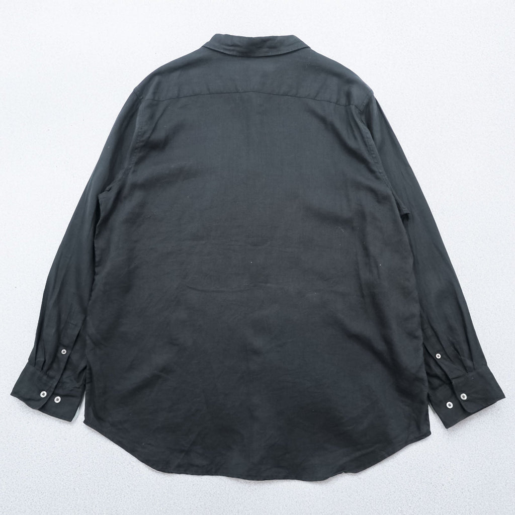 MERONA Linen Shirt, 100% Linen, Long Sleeve, XL, Black, Chest Pocket, Oversized