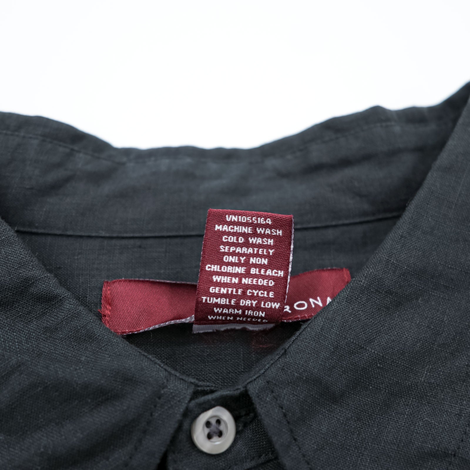 MERONA Linen Shirt, 100% Linen, Long Sleeve, XL, Black, Chest Pocket, Oversized